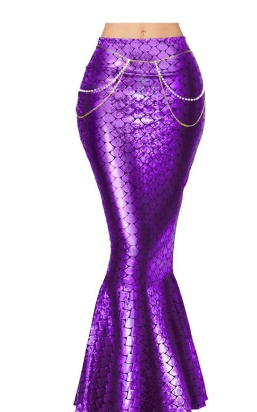 New Halloween Costume Purple Adult Metallic Hologram Shiny Mermaid Skirt sz med